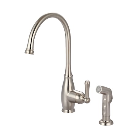 Olympia Faucets Single Handle Kitchen Faucet, Compression Hose, Brushed Nickel K-5441-BN
